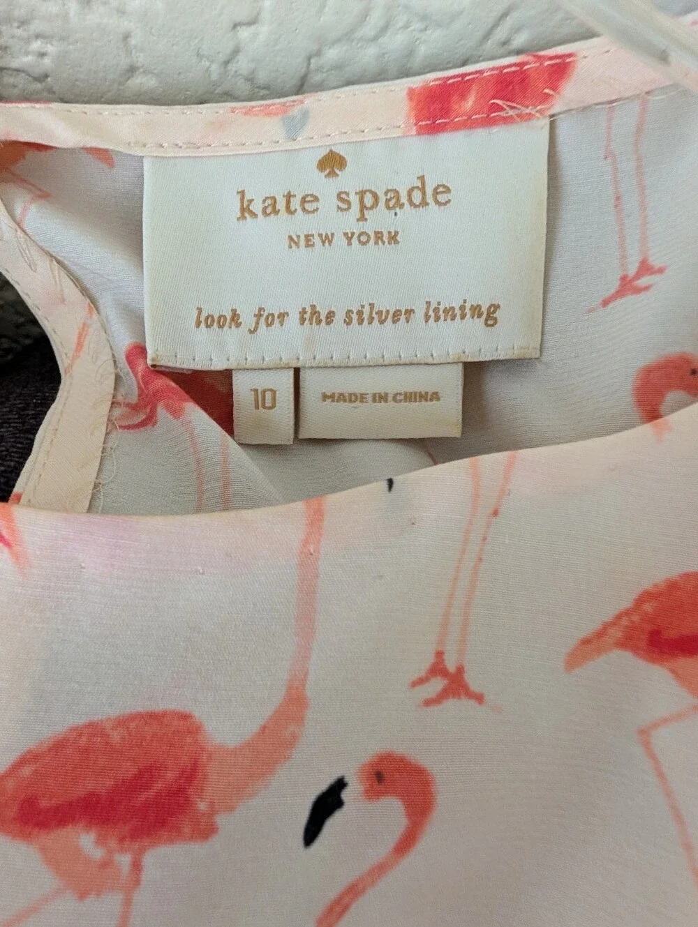 Kate Spade Sleeveless Flamingo Blair Dress 10 Pink Pockets Ruched Waste Summer